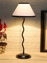 White & Black Cotton Zig Zag Table Lamp with Iron Base (AE07)